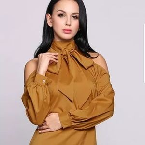 Women Long Sleeve Blouses off shoulder yellow